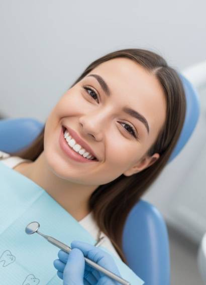 camden-dental-group-woman-smiling-with-dental-instruments
